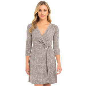 Women's APT. 9 Gray White Snake Print Wrap Dress L